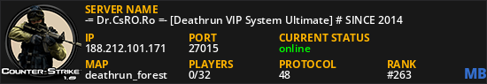 -= Dr.CsRO.Ro =- [Deathrun VIP System Ultimate] # SINCE 2014