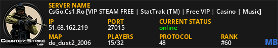 CsGo.Cs1.Ro [VIP STEAM FREE | StatTrak (TM) | Free VIP | Casino | Music]